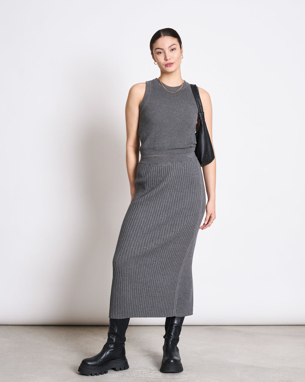 MIDI KNIT SKIRT EBBA DARK GREY GOTS Skirt jan-n-june 2