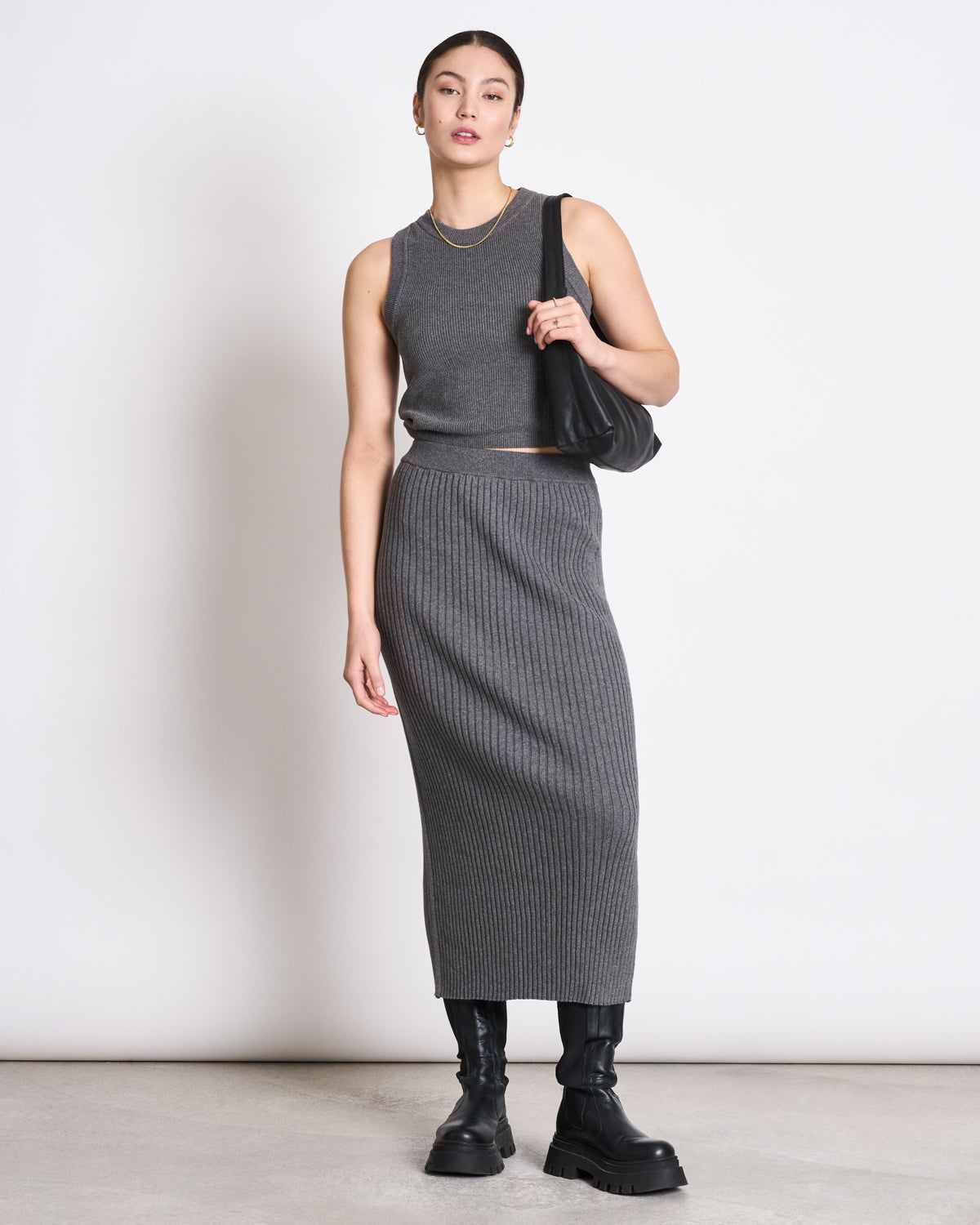 MIDI KNIT SKIRT EBBA DARK GREY GOTS Skirt jan-n-june 3