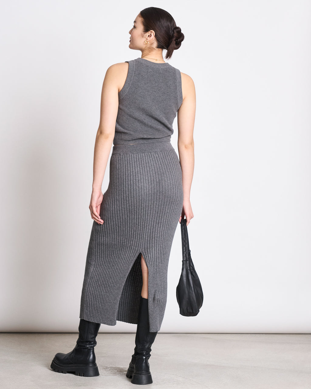 MIDI KNIT SKIRT EBBA DARK GREY GOTS Skirt jan-n-june 4