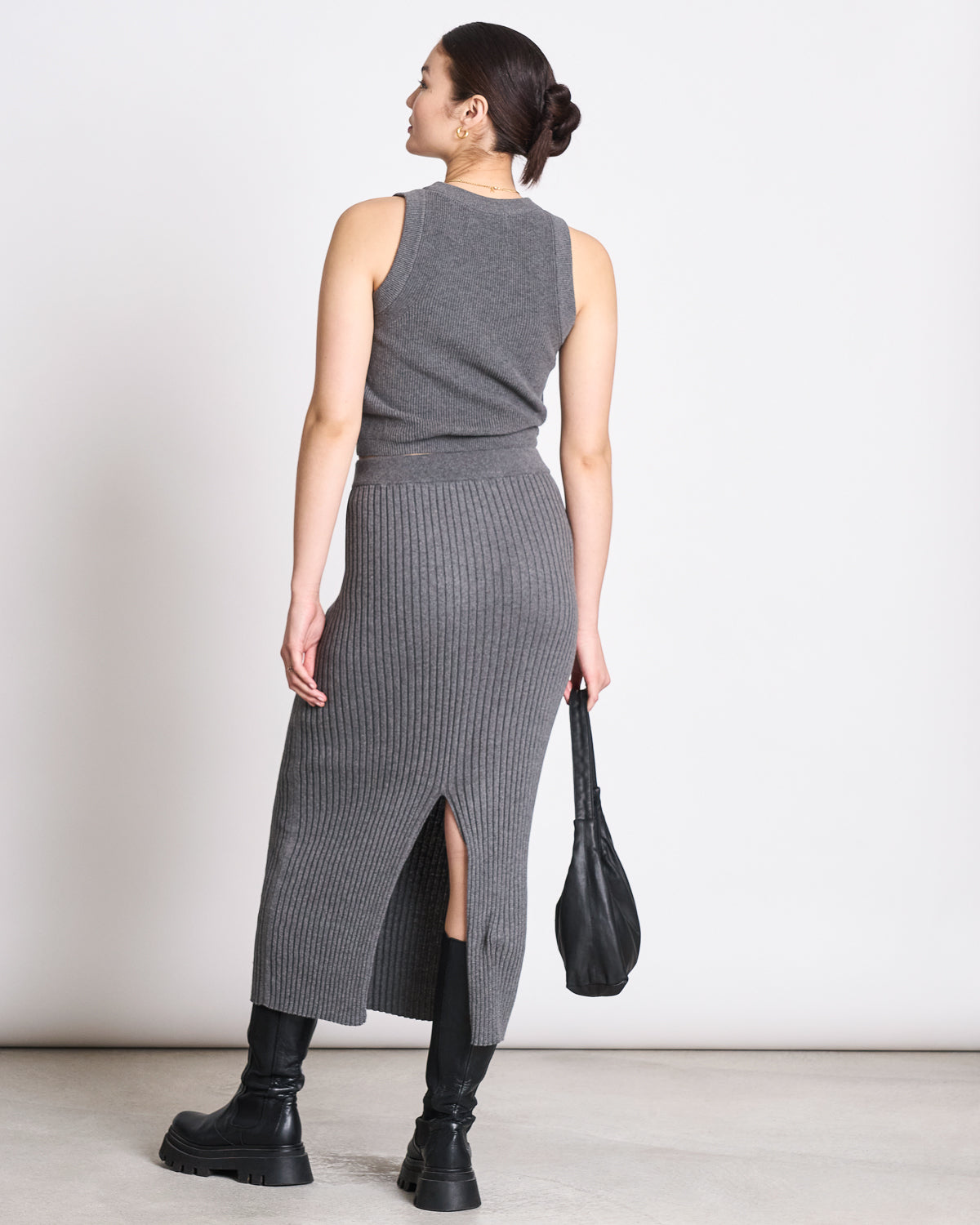 MIDI KNIT SKIRT EBBA DARK GREY GOTS Skirt jan-n-june 4