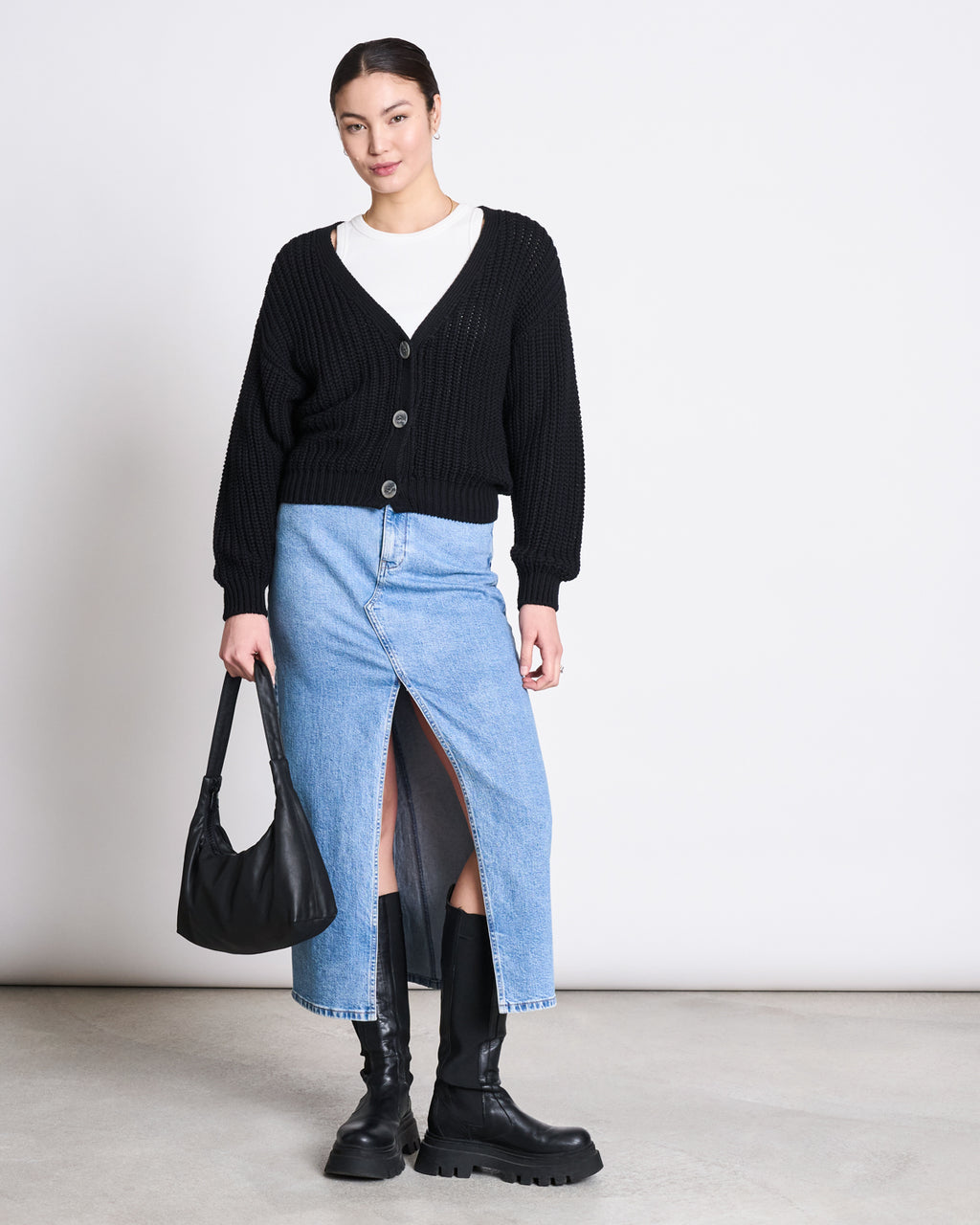 CHUNKY CARDIGAN LENA BLACK GOTS Knit Wear jan-n-june 7