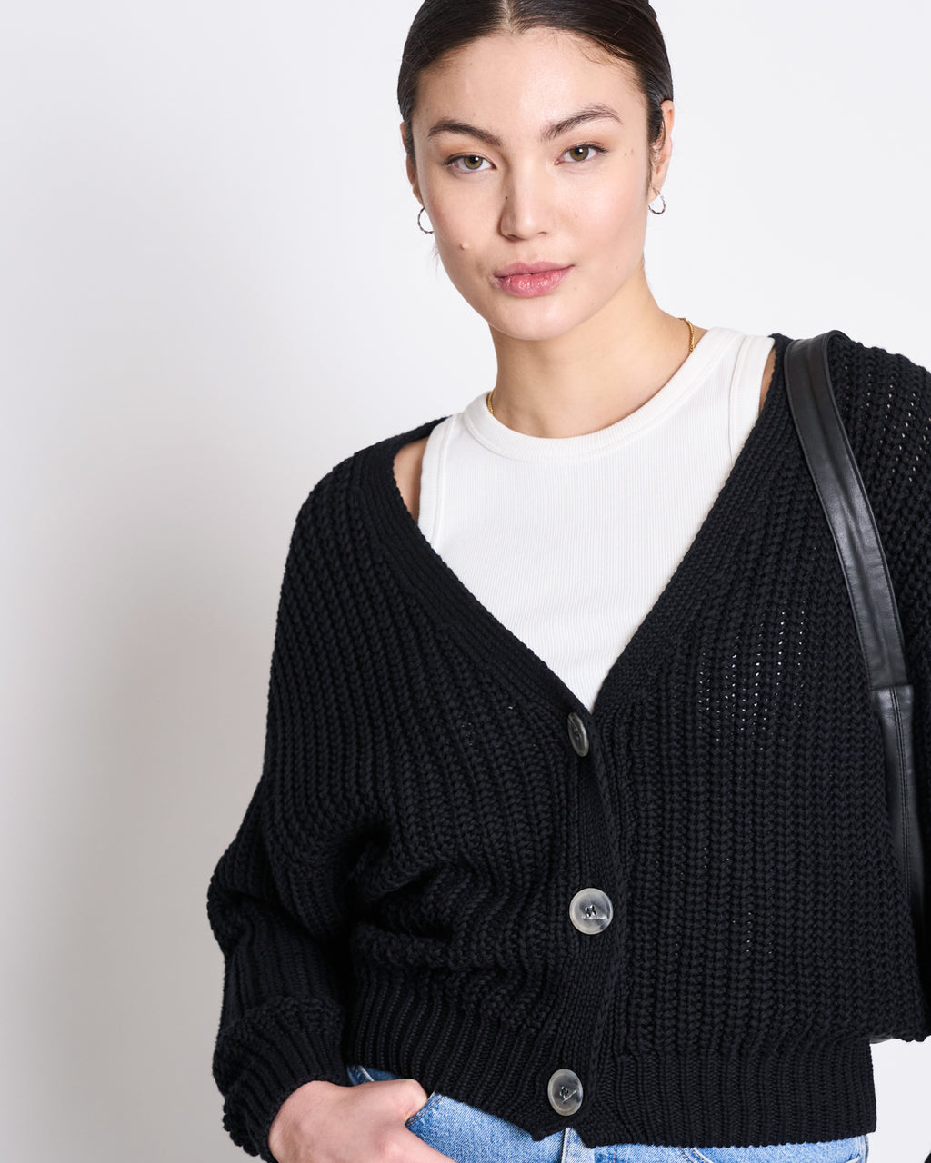 CHUNKY CARDIGAN LENA BLACK GOTS Knit Wear jan-n-june 8