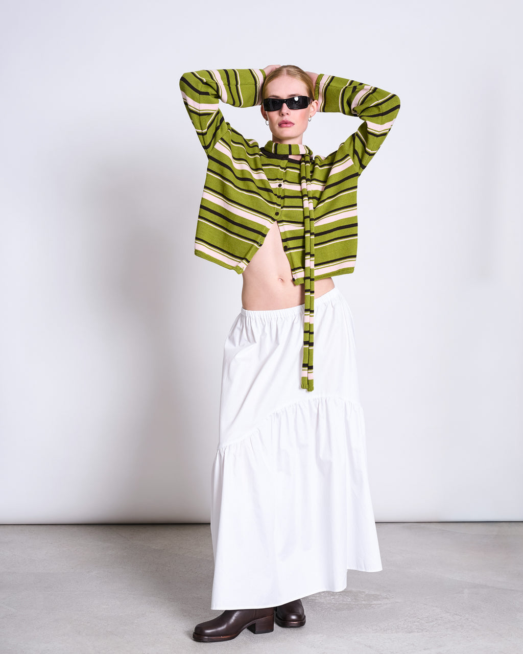 LIGHT CARDIGAN ASAS SPINACH STRIPED GOTS Cardigan jan-n-june 6