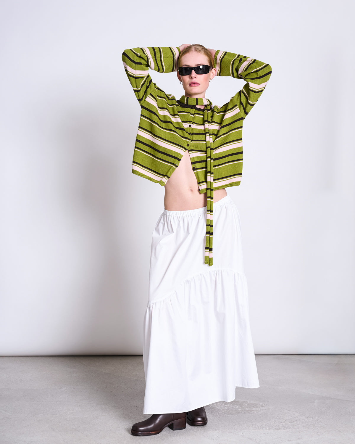 LIGHT CARDIGAN ASAS SPINACH STRIPED GOTS Cardigan jan-n-june 6