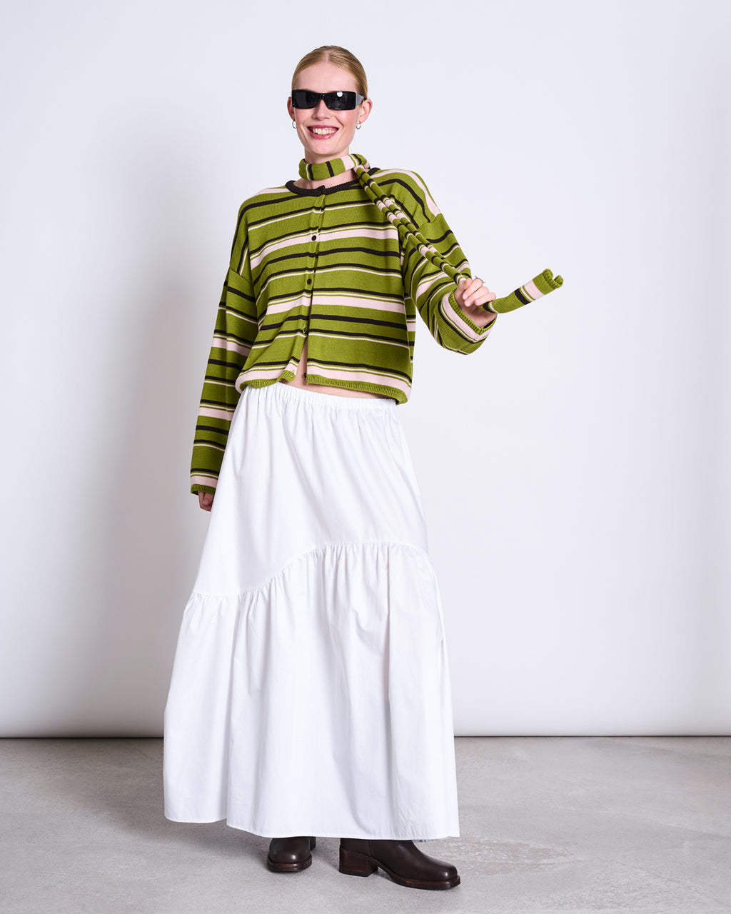 LIGHT CARDIGAN ASAS SPINACH STRIPED GOTS Cardigan jan-n-june 5