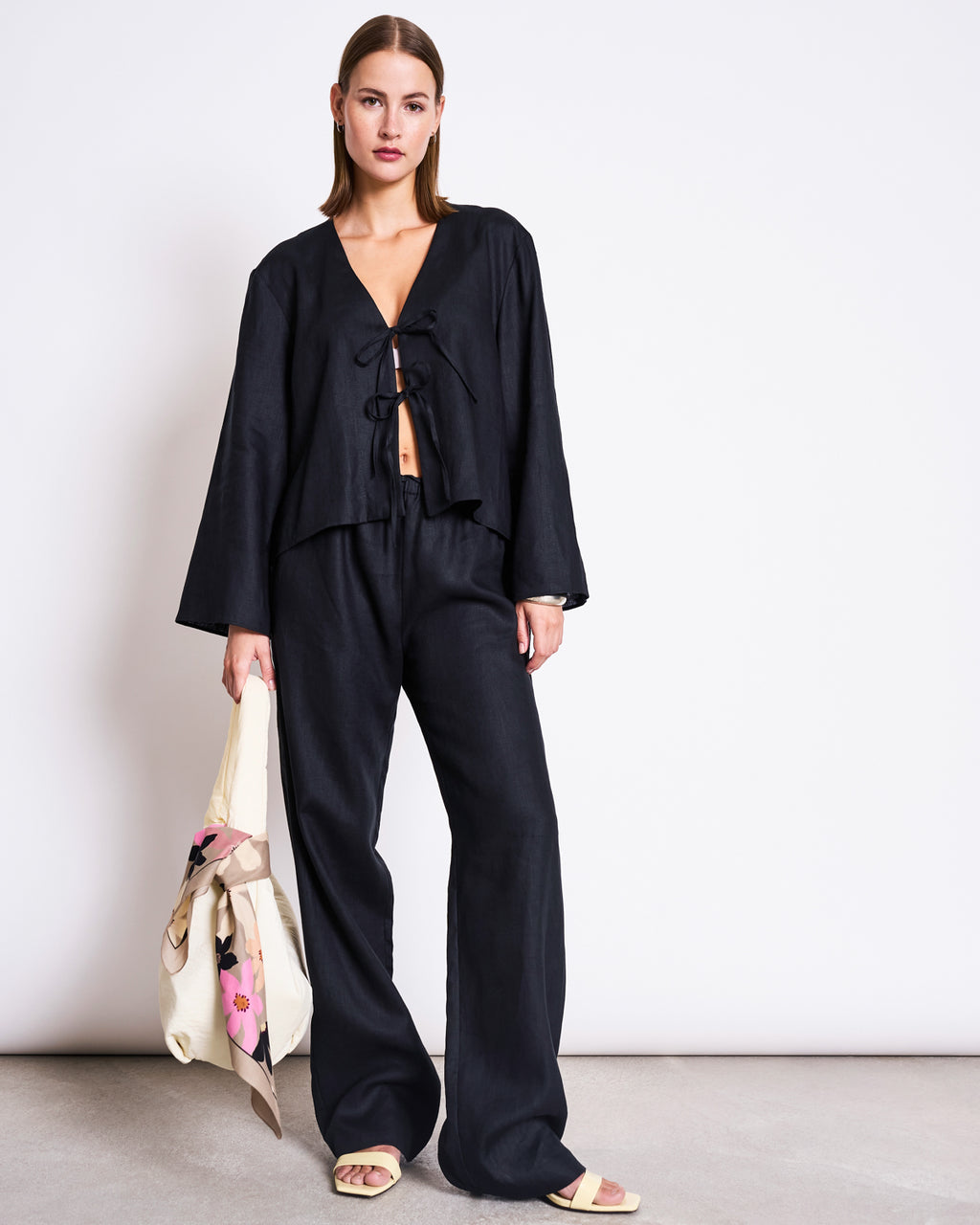 LINEN TIE BLOUSE SKAGEN BLACK Blouse jan-n-june 1