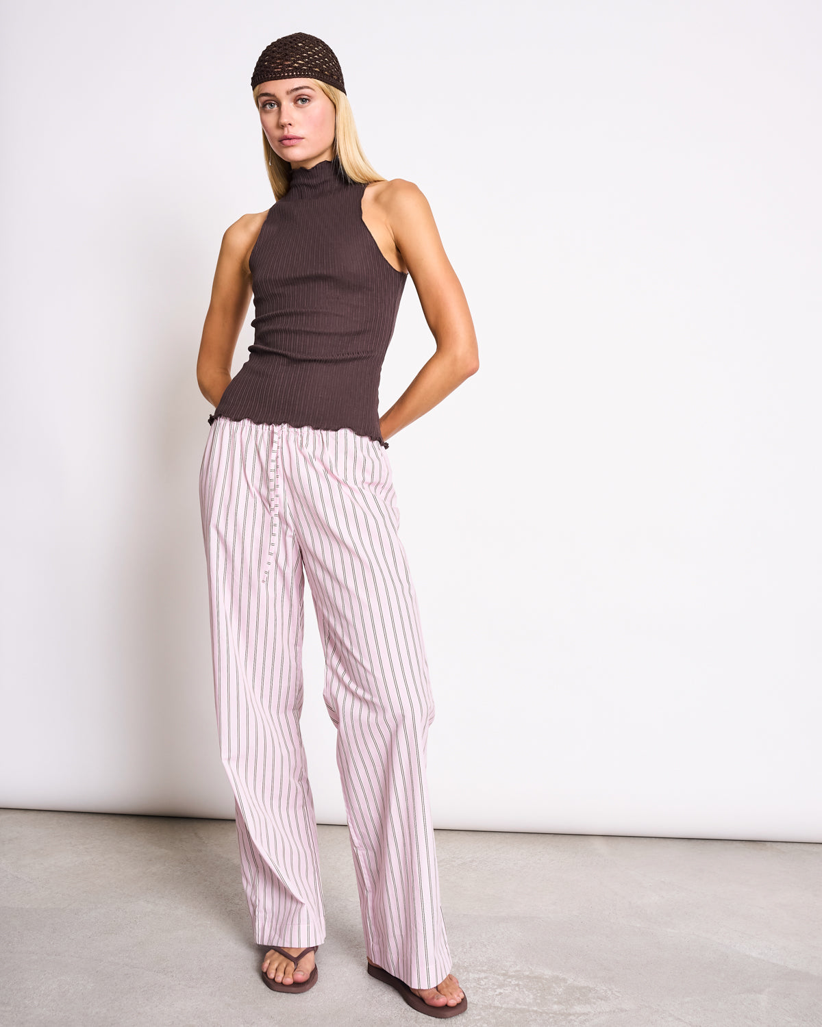 MID RISE LOOSE PANTS CETOS LIGHT ORCHID STRIPED GOTS Pants jan-n-june 10