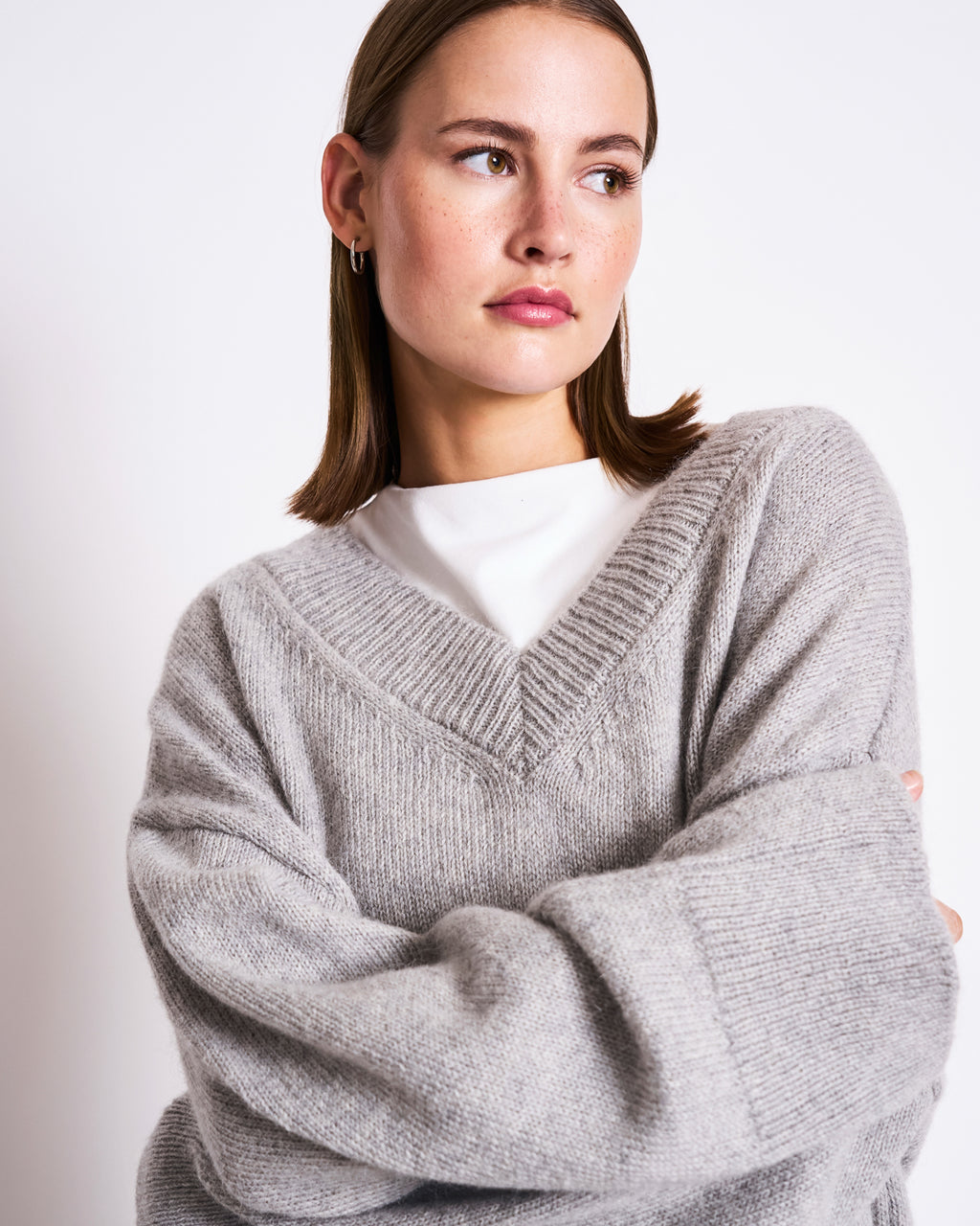 REC. MOHAIR V-NECK JUMPER YICA LIGHT GREY Jumper jan-n-june 2