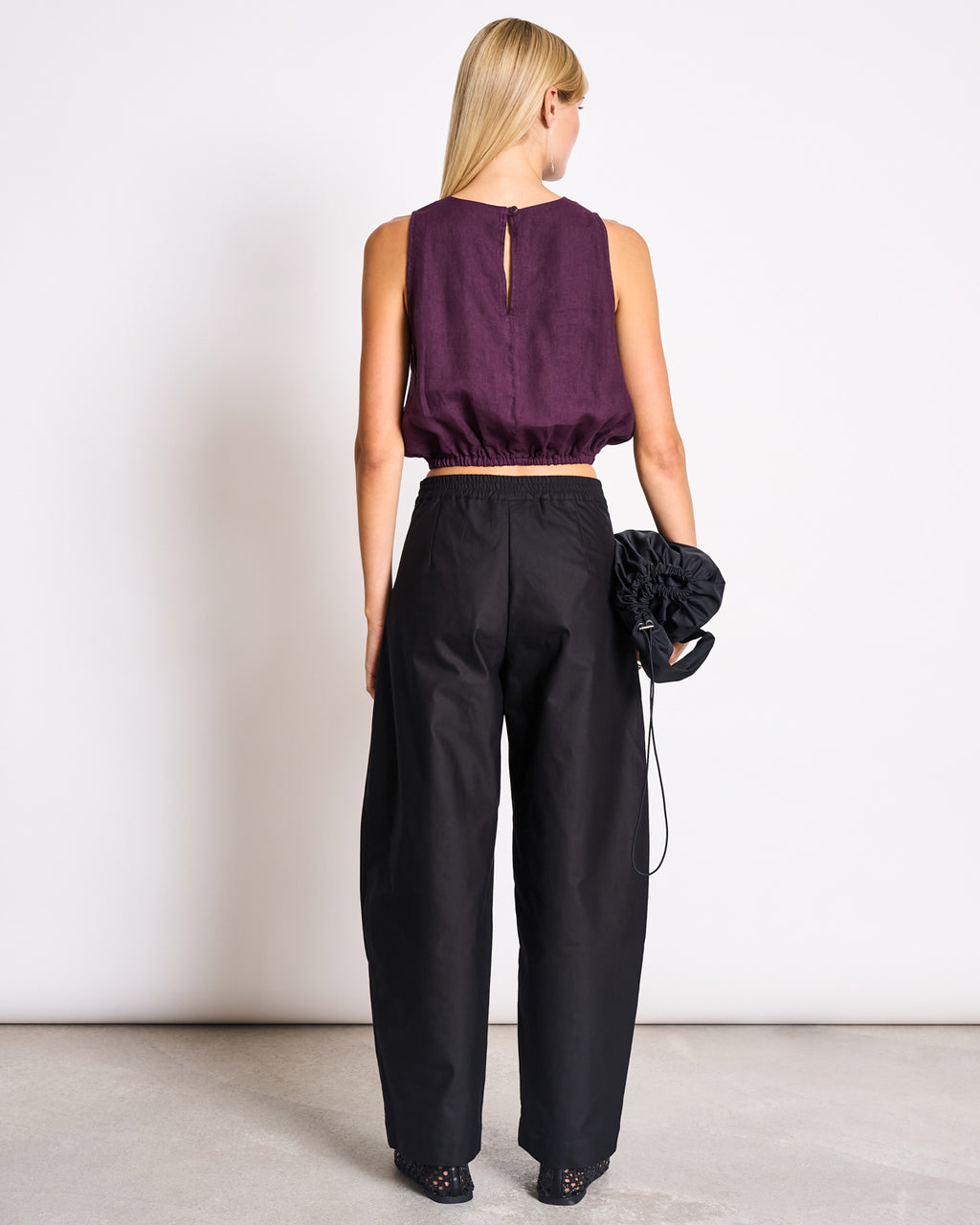 CROPPED LINEN TOP LUPIN CHERRY LACQUER T-shirt jan-n-june 3