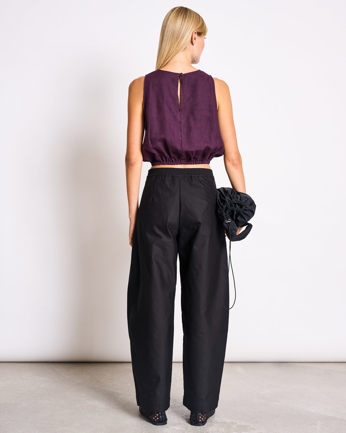 CROPPED LINEN TOP LUPIN CHERRY LACQUER T-shirt jan-n-june 3