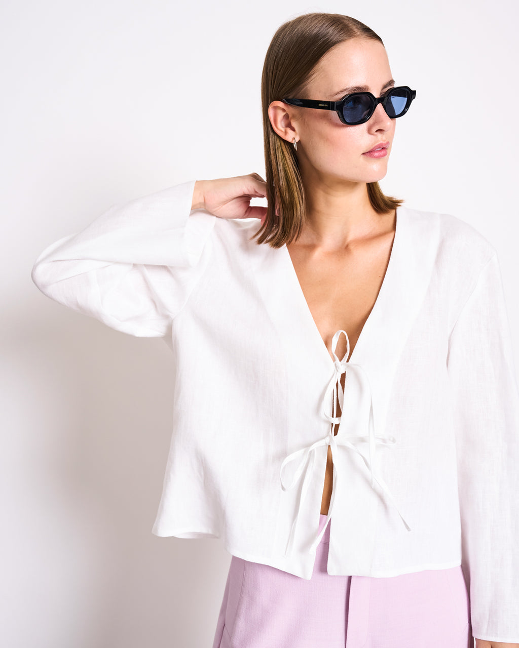 LINEN TIE BLOUSE SKAGEN WHITE Blouses jan-n-june 2