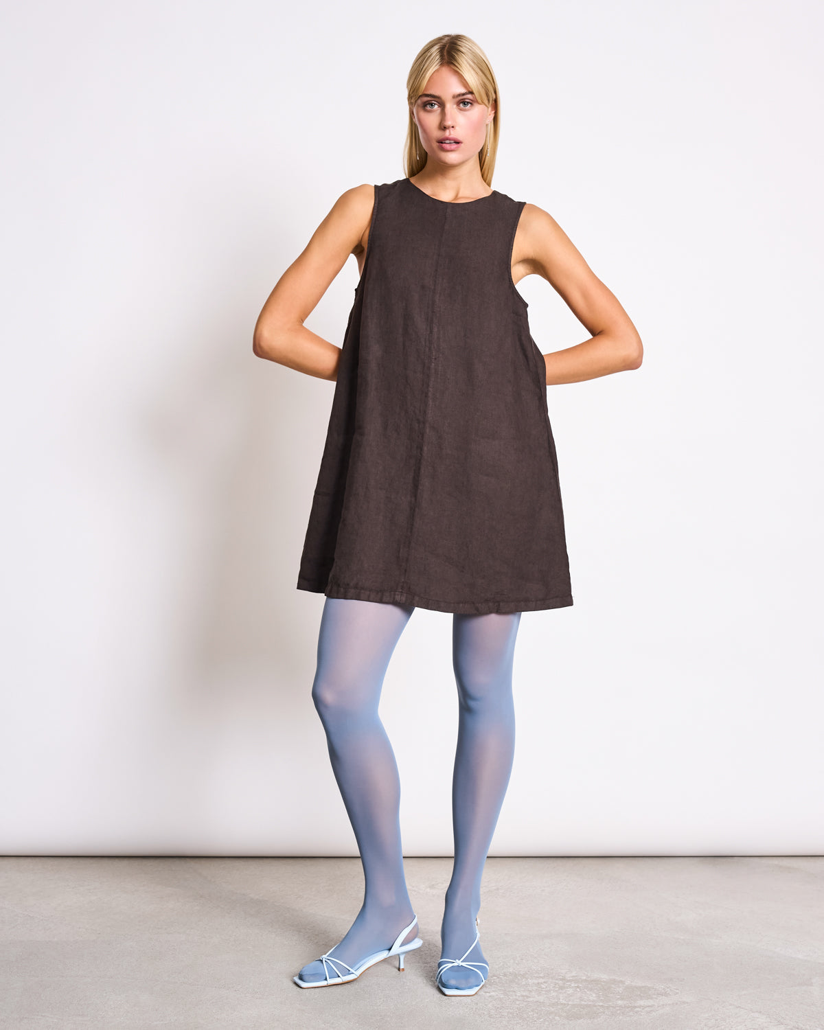 LINEN MINI DRESS SALVIA MUD Dress jan-n-june 1