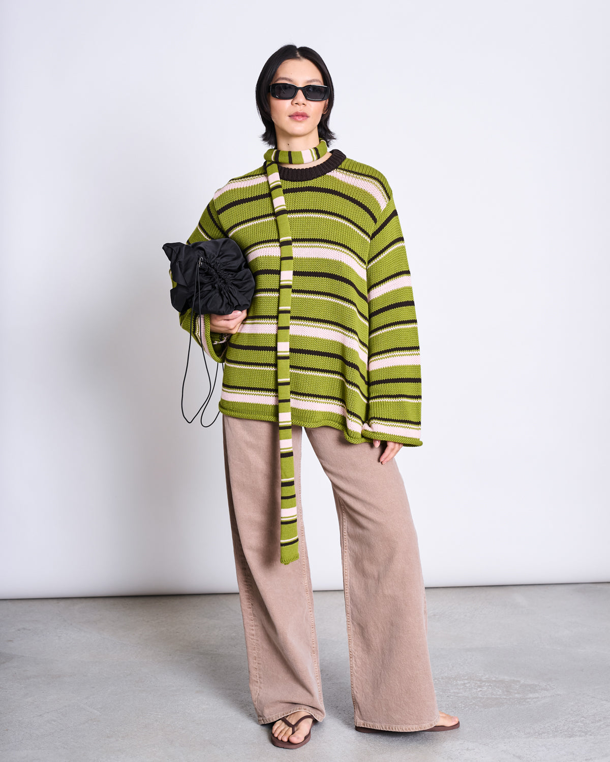 STRIPED MINI SCARF KNUD SPINACH STRIPED GOTS Accessories jan-n-june 5