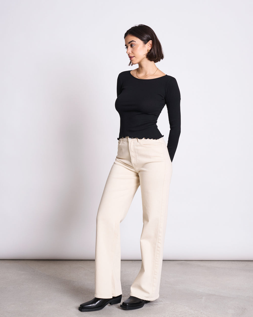 SLITTED WIDE LEG JEANS SELENE ECRU Jeans jan-n-june 9