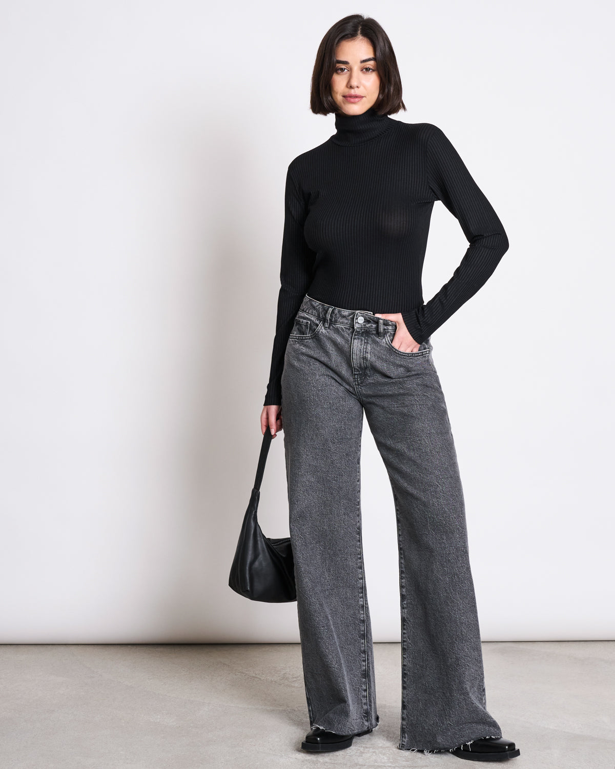 TENCEL™ LYOCELL RIB TURTLENECK MIO BLACK Longsleeve jan-n-june 2