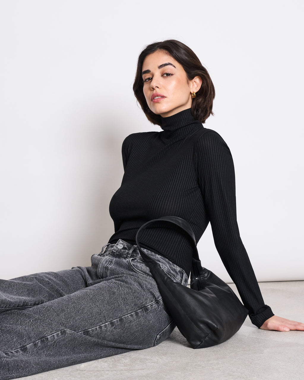 TENCEL™ LYOCELL RIB TURTLENECK MIO BLACK Longsleeve jan-n-june 1