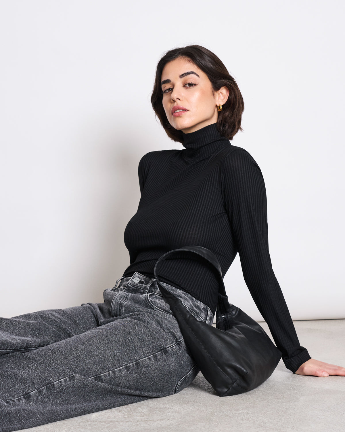 TENCEL™ LYOCELL RIB TURTLENECK MIO BLACK Longsleeve jan-n-june 1