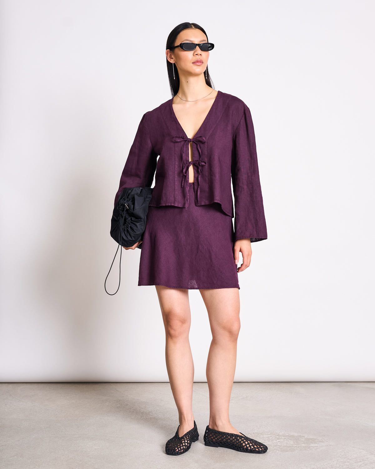 LINEN TIE BLOUSE SKAGEN CHERRY LACQUER Blouse jan-n-june 1