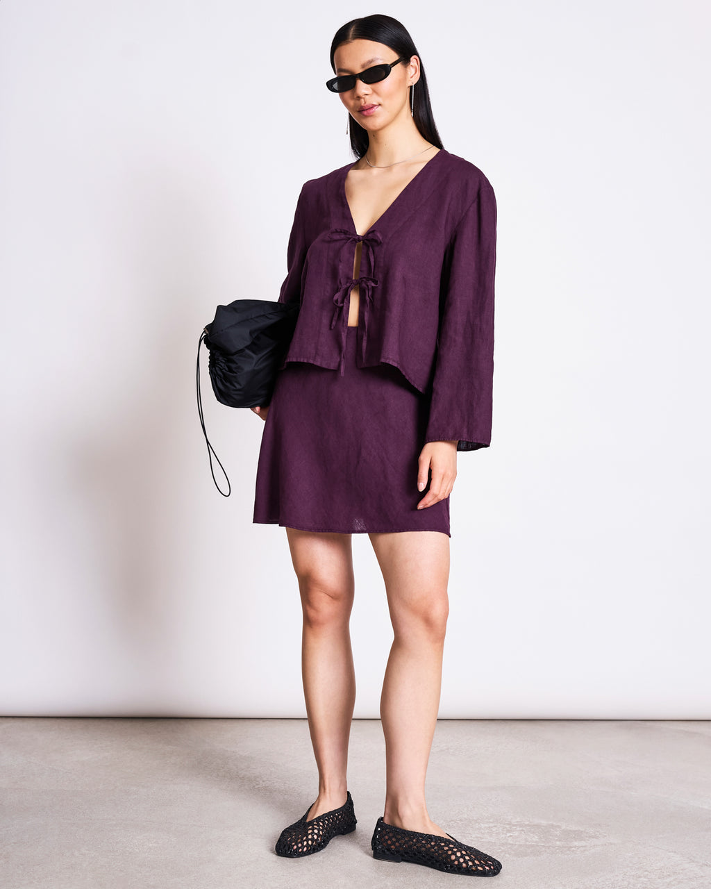 LINEN TIE BLOUSE SKAGEN CHERRY LACQUER Blouse jan-n-june 2