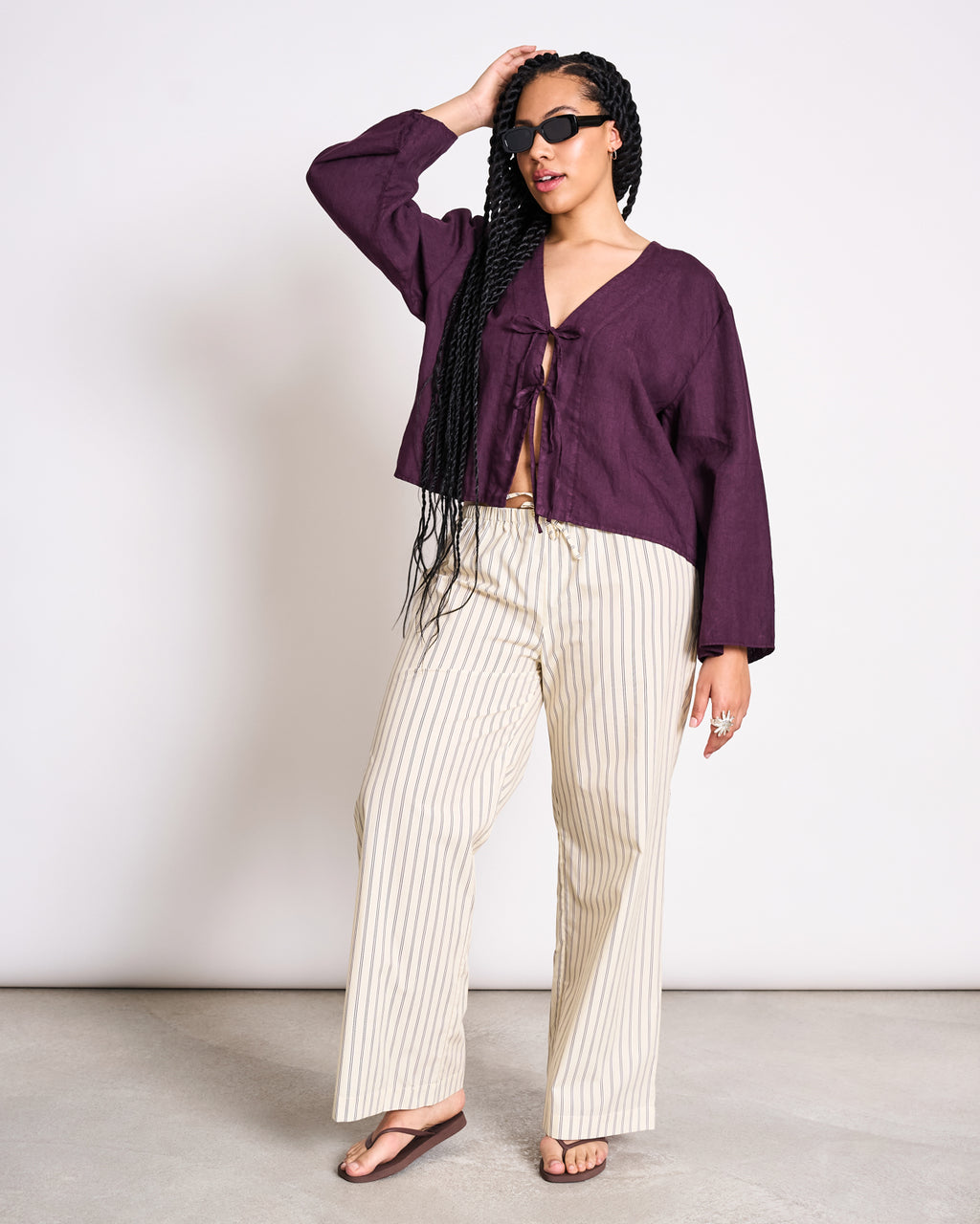 MID RISE LOOSE PANTS CETOS BUTTERMILK STRIPED GOTS Pants jan-n-june 11
