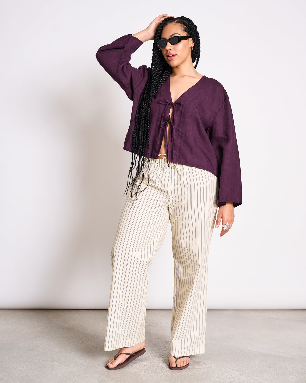 MID RISE LOOSE PANTS CETOS BUTTERMILK STRIPED GOTS Pants jan-n-june 11