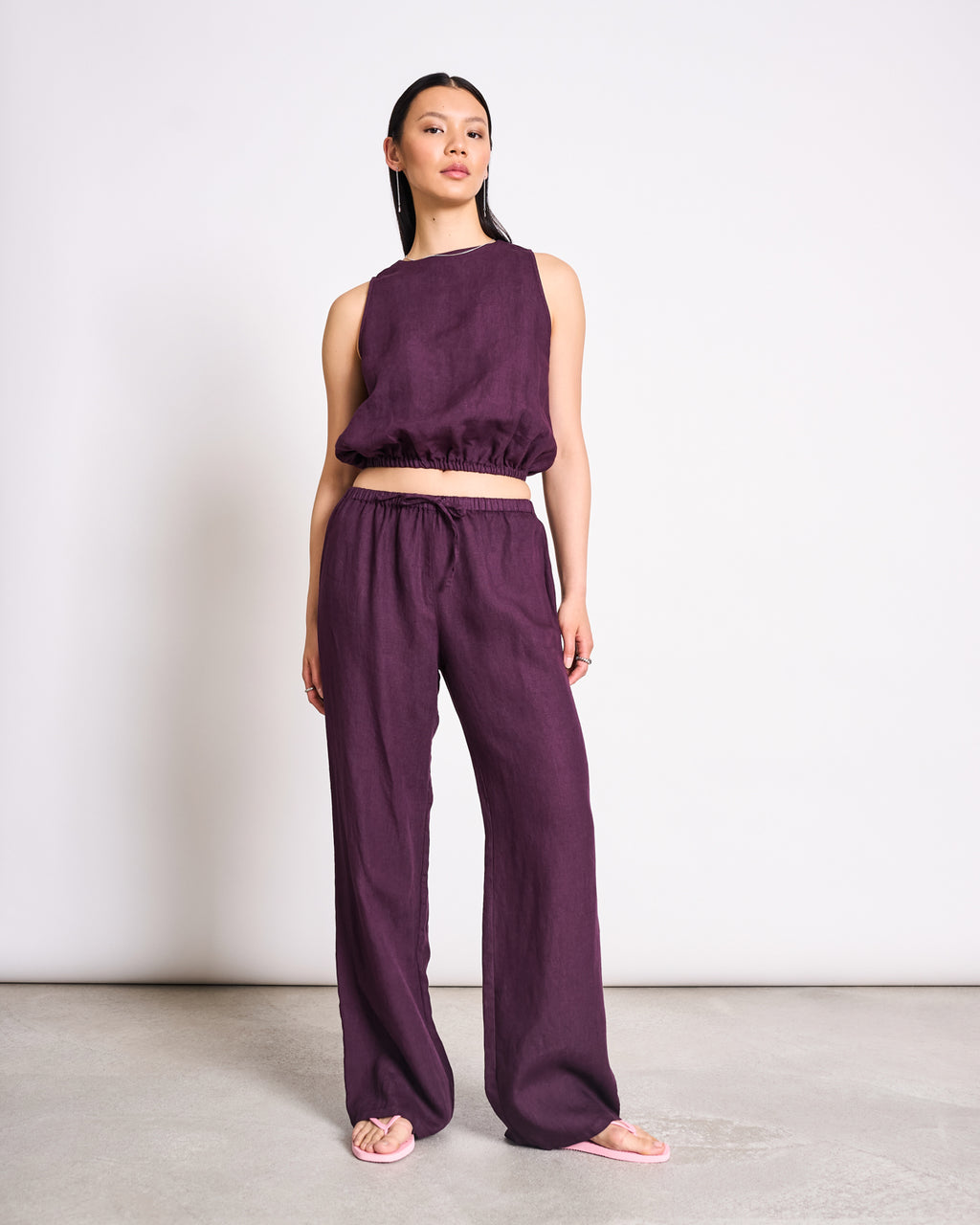 LINEN DRAWSTRING PANTS SJOV CHERRY LACQUER Pants jan-n-june 4