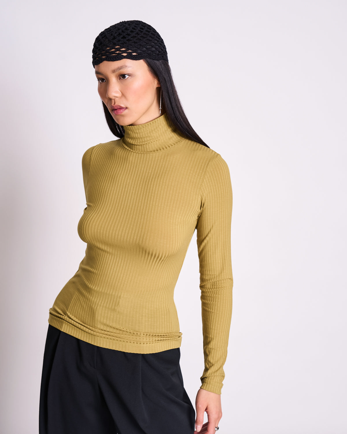 TENCEL™ LYOCELL RIB TURTLENECK MIO WOODY OLIVE Longsleeve jan-n-june 4
