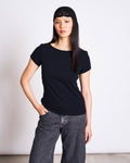 BRUSHED BOAT NECK T-SHIRT OTTO SOFT BLACK GOTS t-shirt jan-n-june 1