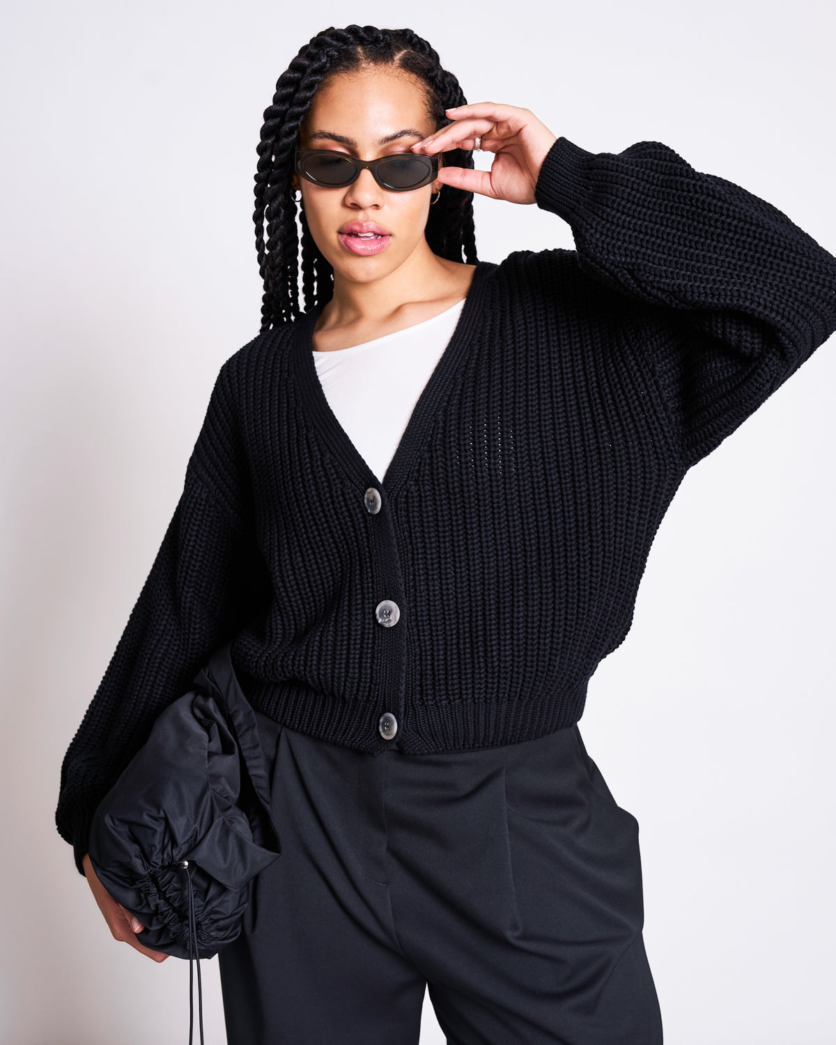 CHUNKY CARDIGAN LENA BLACK GOTS Knit Wear jan-n-june 1