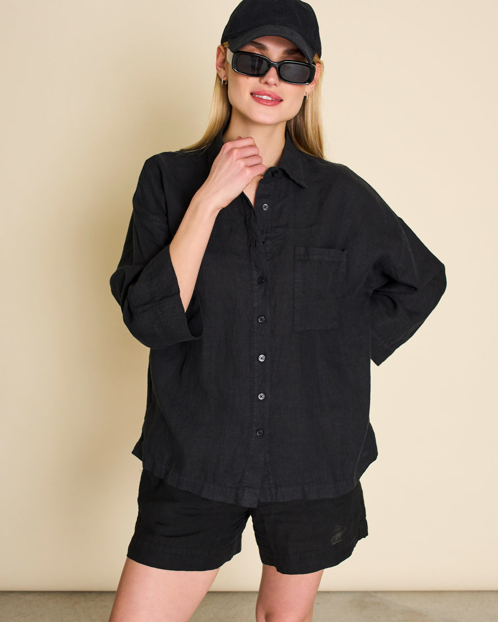LINEN SHIRT MONS BLACK Blouses jan-n-june 7